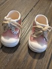 Vintage Ceramic Baby Sneaker Tennis Shoes Planter Pair Pink White Nursery Decor