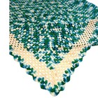 Vintage Handmade Crochet Afghan Granny Square Throw Blanket Blue Green White 71   