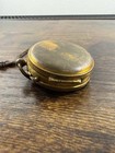 Vintage Antique Brass Pocket Compass Made In France Military Style W chain Works