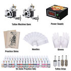 Professional Complete Tattoo Kit 54 Ink 2 Machine Guns Set Lcd Power Supply Case