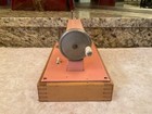 Vtg Casige Pink Hand Crank Toy Sewing Machine W wood Stand   Germany 