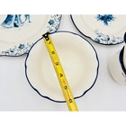 Blue White Christmas Tree Holiday Ceramic Bowls 16oz Scalloped Rim