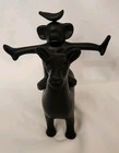 Metal Figurine Of A Monkey Riding A Llama With A Banana On His Head H 5 8  