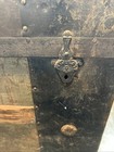 Antique Barrel-top  Trunk Wood Metal Embossed Dome Top