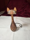 Vintage Mcm 1960s Cryptomeria Hand Carved Wooden Cat Japan Euc 6 5 