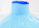 Hand Blown Blue Art Glass Vase Cobalt Rim Murano Style Bud Vase 4 