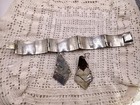 Vintage Taxco Silver Tc-49 To-02 Sterling Abalone Inlay Bracelet Earring 80g