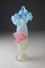 Antique Victorian Opalescent Glass Jack In The Pulpit Vase W  Applied Flower