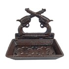 Cast Iron Crossed Pistols Stars Soap Dish Holder Rustic Western Bathroom Decor