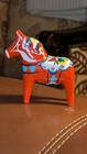 Sweden Dala Orange Horse Figurine Wood Hand-painted   Carved Swedish 3    Vtg