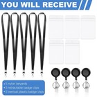 5 Pack Retractable Lanyards For Id Badges  Thick Clear Plastic Id Badge Holder