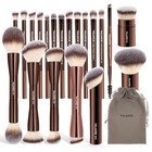  20 Pcs Foundation Makeup Brush Set  Double-ended Full Brush Set 20pcs-coffee