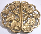 Vintage Harvin Solid Brass Trivet 2 Piece Set Floral Vine Footed Hot Plate Decor