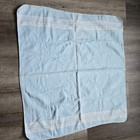Vintage Baby Blanket Blue Cotton Receiving Nursery White Stripes Soft 25x28 5 In