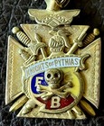 Antique Knights Of Pythias Watch Fob Medal Enamel Skull Crossbones Fcb