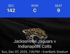 2 Tickets To Jacksonville Jaguars Game Vs Indianapolis Colts 12 7
