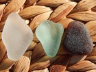Sea Glass Genuine Surf Tumbled On A California Beach Lot Of 3 Large Thick Frosty