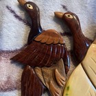 Pair Of Flying Ducks Hand Crafted Intarsia Wood Wall Art 70s Vintage