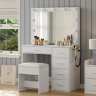 37 w Vanity Desk With Power Outlet  Vanity With Mirror And Lights  Chair