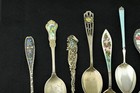 Lot Of 11 Vintage Sterling Silver Souvenir Enamel Spoons