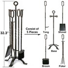 Amagabeli Garden   Home 5 Pieces Fireplace Tools Sets Wrought Iron Fireplace    