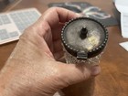 Vintage Cut Crystal Inkwell With A Sterling Silver Hinged Lid And Collar  