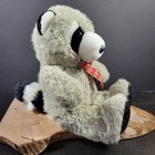24k Polar Puff Raccoon Plush 1992 Vintage Red Plaid Ribbon Stuffed Animal 14 