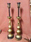 Pair Antique Asian Japanese  Lamps  Brass Or Bronze Mid Century James Mont  