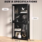 Aauro 4 Tier Led Glass Display Cabinet Curio Case Removable Shelves Black