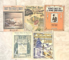Lot Of 10 Vintage Sheet Music Songs Early 1900 s In Plastic With Backer Board