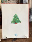 Vintage Unused Artistic Card Christmas Girl Red Velvet Dress W envelope 6x5   