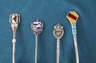 4 Vintage International Enameld Silver Souvenir Spoons 3 Mkd 800  1 Mkd 900