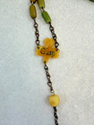 Vintage Faux Jade Green Rosary Irish Theme Clover Shamrock Erin Missing Cross
