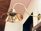 Vintage Brass Gooseneck Ship Light     Copper Shade  Nautical Wall Sconce