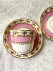 Pair Of Antique Minton A3593 Hand Painted Floral Pink Cups And Saucers