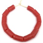 Ghana Handmade Recycled Glass Red Cylinder African Trade Beads-ghana