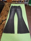 Free Ship Rock roll Cowgirl Jeans High Rise Flare Women 30x36 Bell Bottoms Black