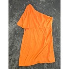 Orange One Shoulder Ruffle Sleeve Ruched Tulip Hem Mini Dress Xl Cocktail Party