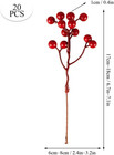 20 Pack 7 Inch Artificial Red Berry Picks For Christmas Tree