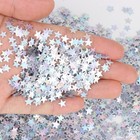 Star Confetti For Party Table Silver Iridescent Metallic Glitter Foil 6mm