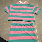 Fashion Nova Girls Striped 2pc Skirt Set Short Sleeve Top Pink blue One Size