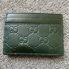 Gucci Card Holder Tiger Gg Striped Leather Green Excellent Gift F s