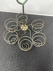 Antique Primitive Wire Egg Holder For 6 Eggs Rust Chippy Green Paint
