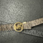Michael Kors Twist Reversible Black Brown Leather Belt Mk  Round Buckle