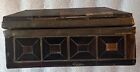 Antique Hand Carved Steer Horn And Copper Or Brass Parquetry Card Or Trinket Box