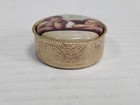 Vintage Pill Trinket Box Cherub Angel Motif Scroll Gold Tone Trim Divided