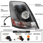For Volvo Vnl 2004-2017 Semi Truck Black Projector Halogen Headlight Set Pair