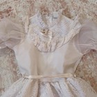Vintage Girls Lace Party Dress Puff Sleeve White Floral Size 4t