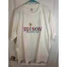 Vintage 90 s Thomas Edison Light Festival Embroidery Single Stitch Shirt Mens Xl