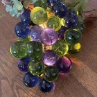 Vtg Mcm Lucite Blue Green Grape Hanging Lamp Light W gold Chain Ivy On Driftwood